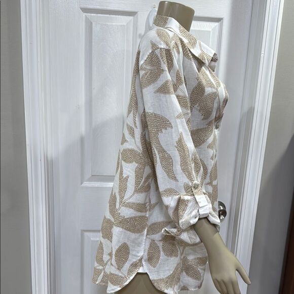 CHICO’S LINEN ETCHED LEAF TUNIC - Picture 5 of 8